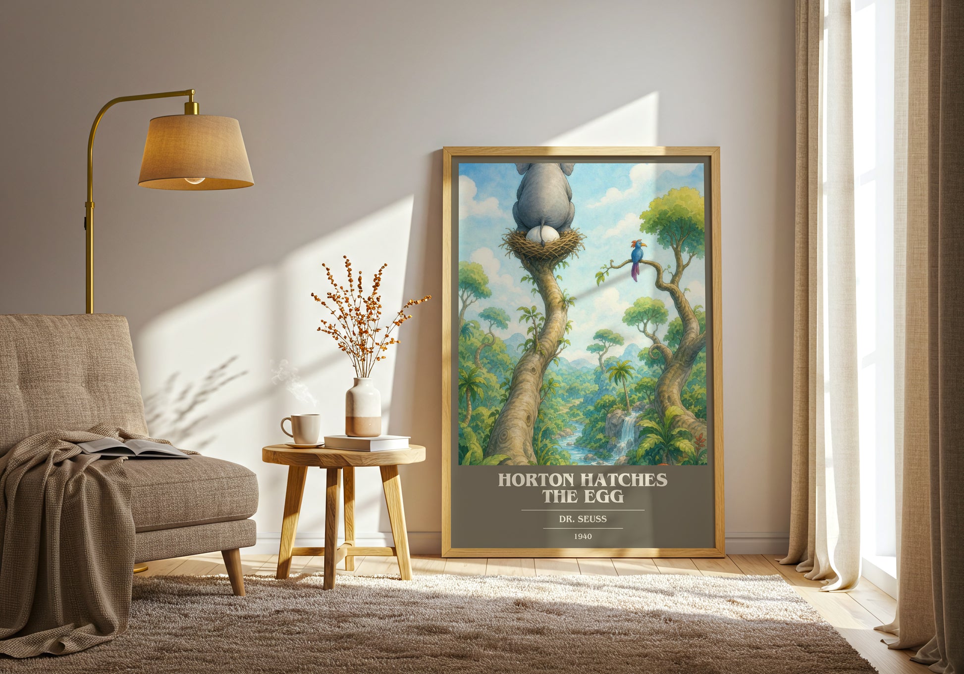 Horton Hatches The Egg book cover print on bookshelf – Dr. Seuss fan gift