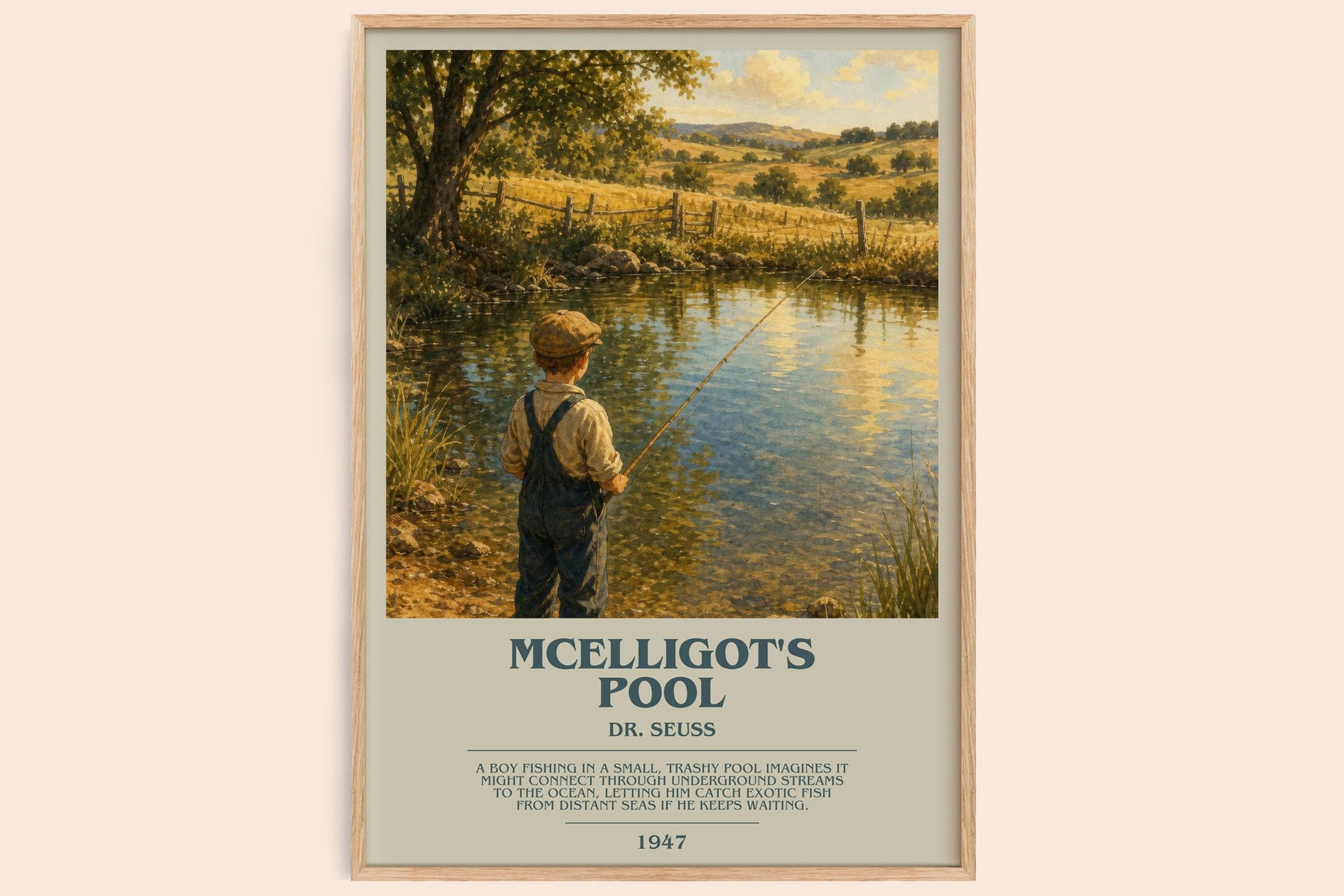 Mcelligot'S Pool bookish book poster by Dr. Seuss – framed literary art print