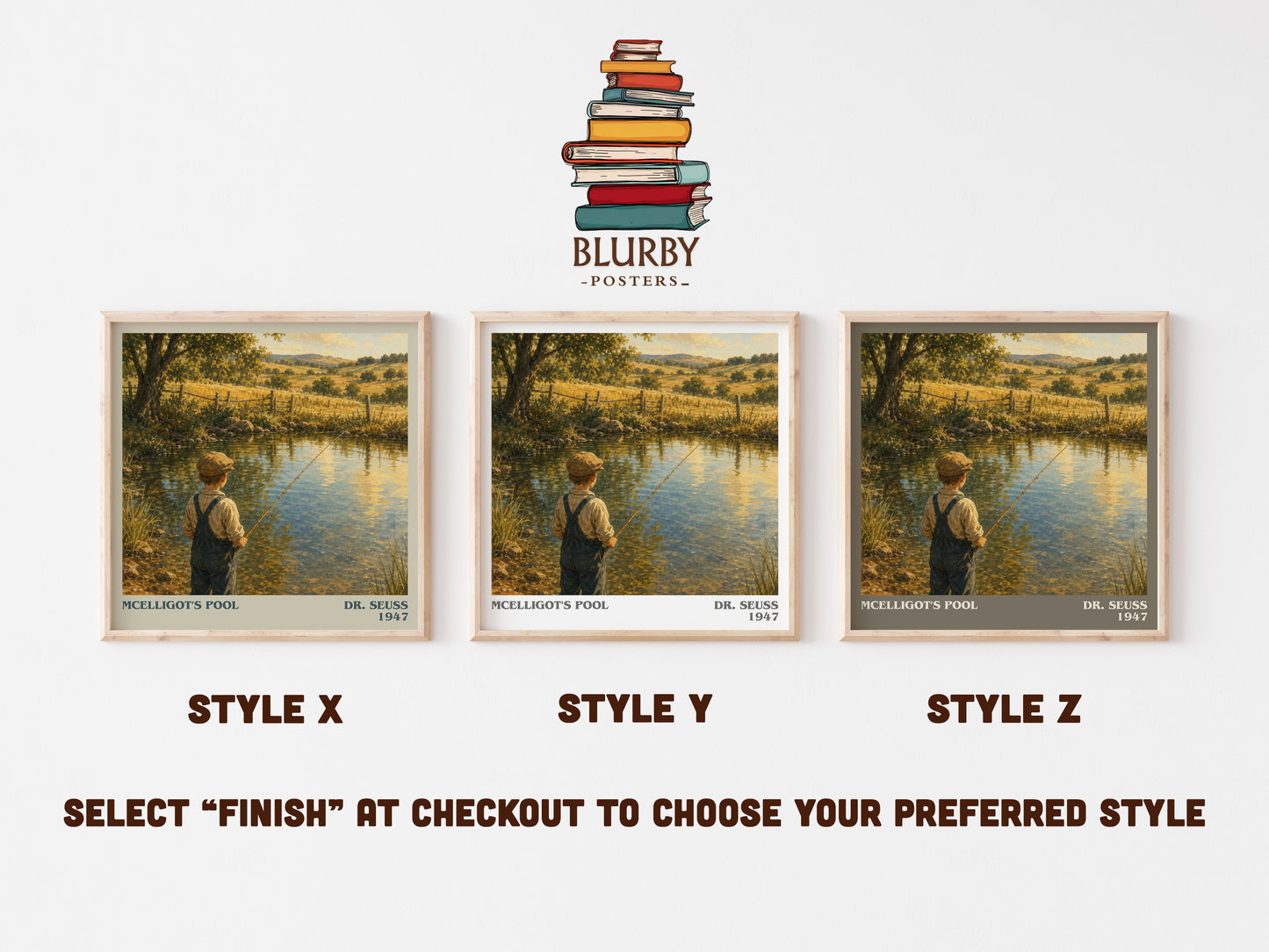 Mcelligot'S Pool literary print in frame leaning in hallway – childrens wall art