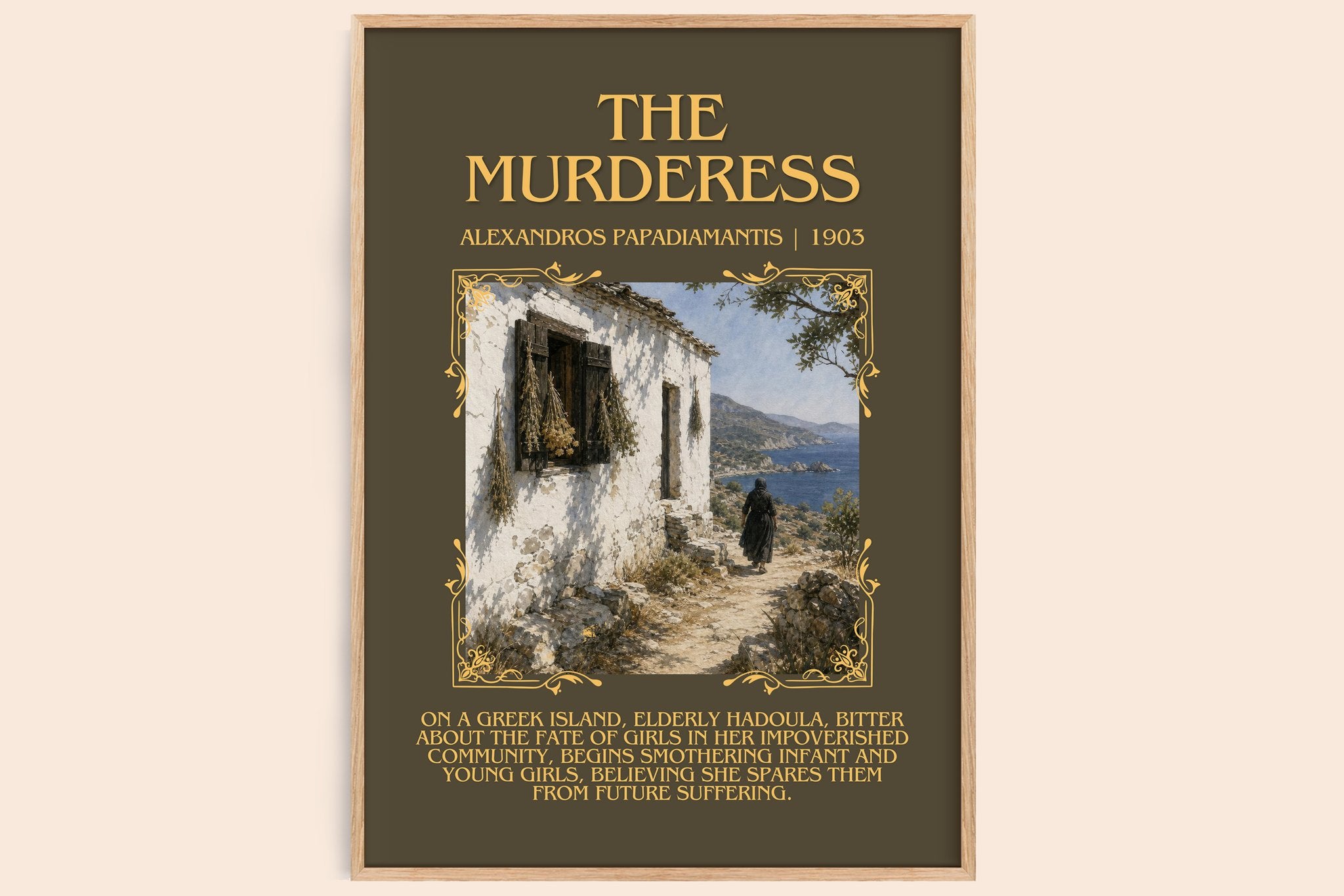 The Murderess Minimalist Book Poster by Alexandros Papadiamantis
