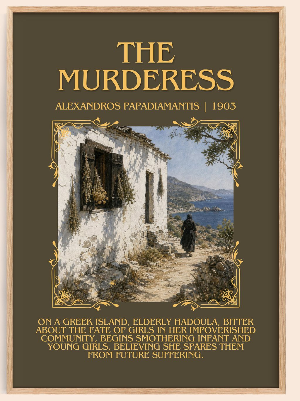 The Murderess Minimalist Book Poster by Alexandros Papadiamantis – book poster