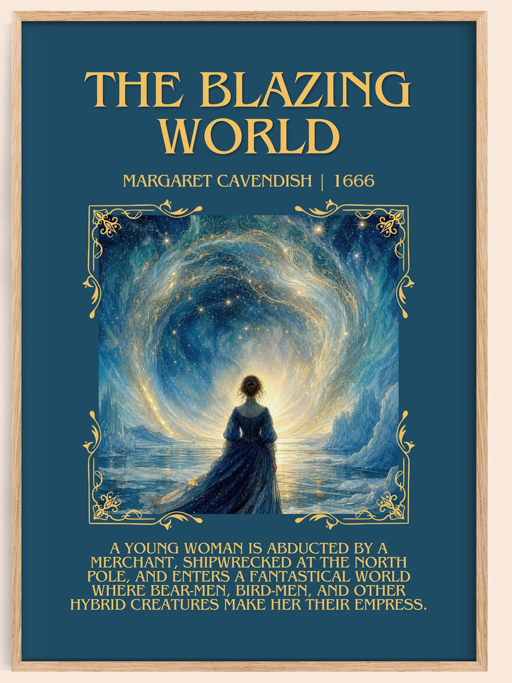 The Blazing World Minimalist Book Poster by Margaret Cavendish – book poster