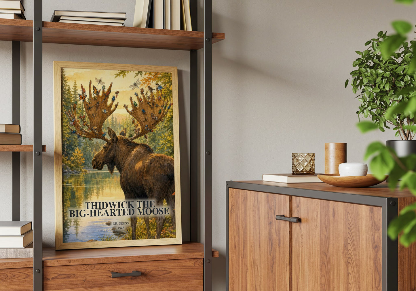 Thidwick The Big-Hearted Moose book watercolour illustration paper finish options – matte satin gloss