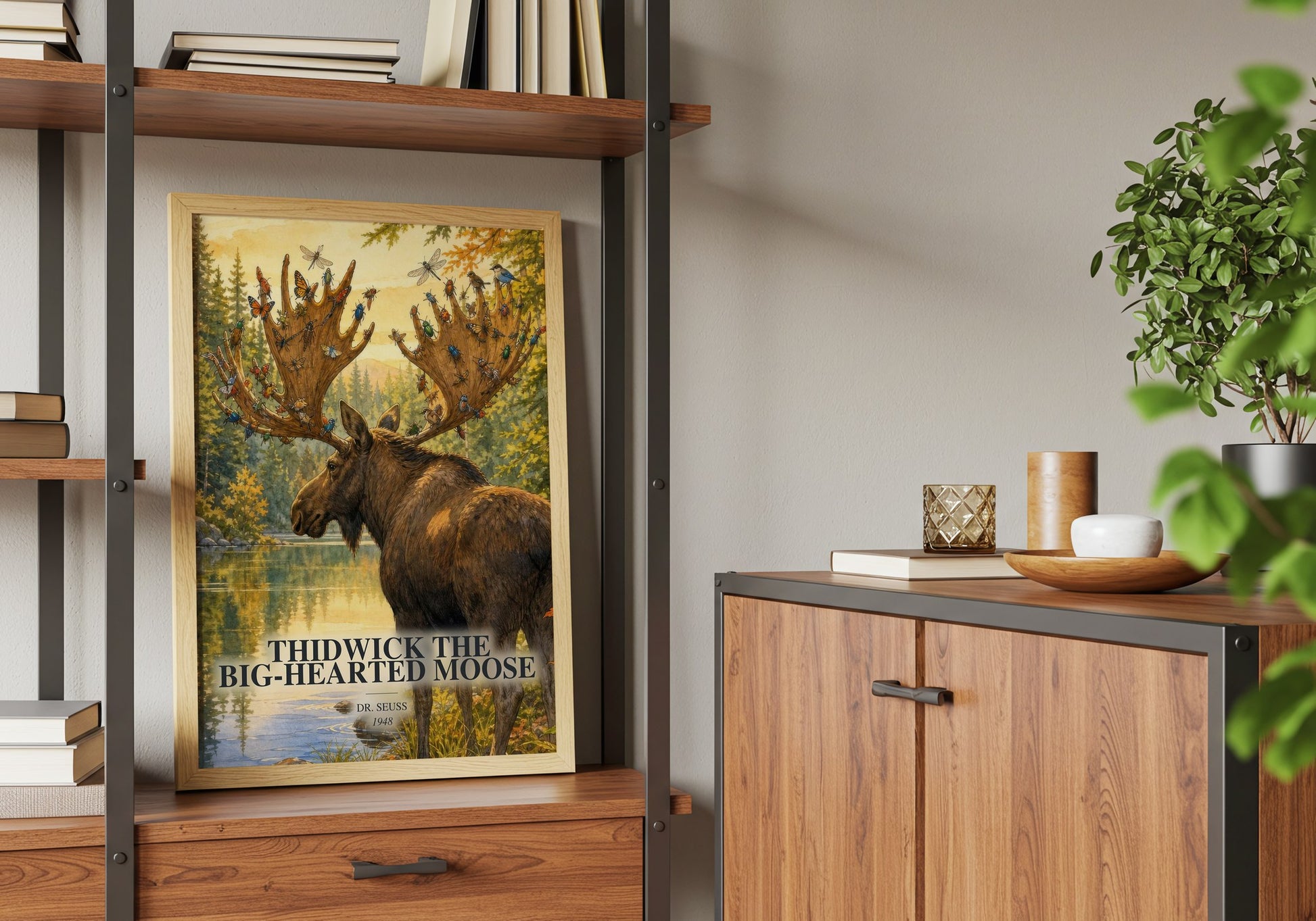 Thidwick The Big-Hearted Moose book watercolour illustration paper finish options – matte satin gloss