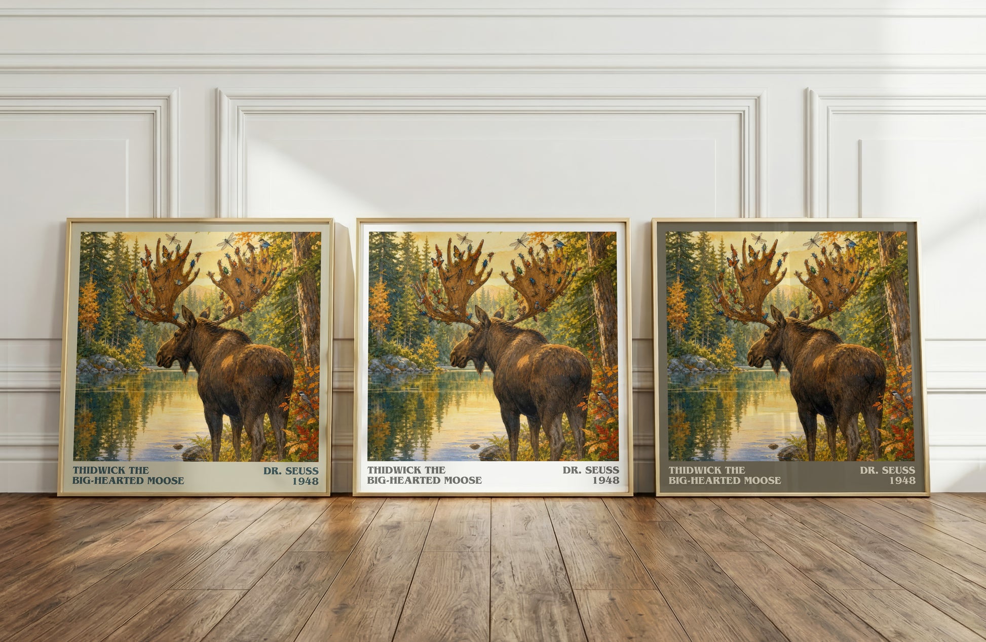 Thidwick The Big-Hearted Moose literary art print colour and style options – Dr. Seuss book art