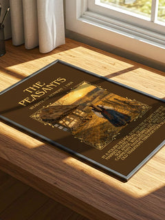 The Peasants Minimalist Book Poster by Władysław Reymont – print on a sunlit desk