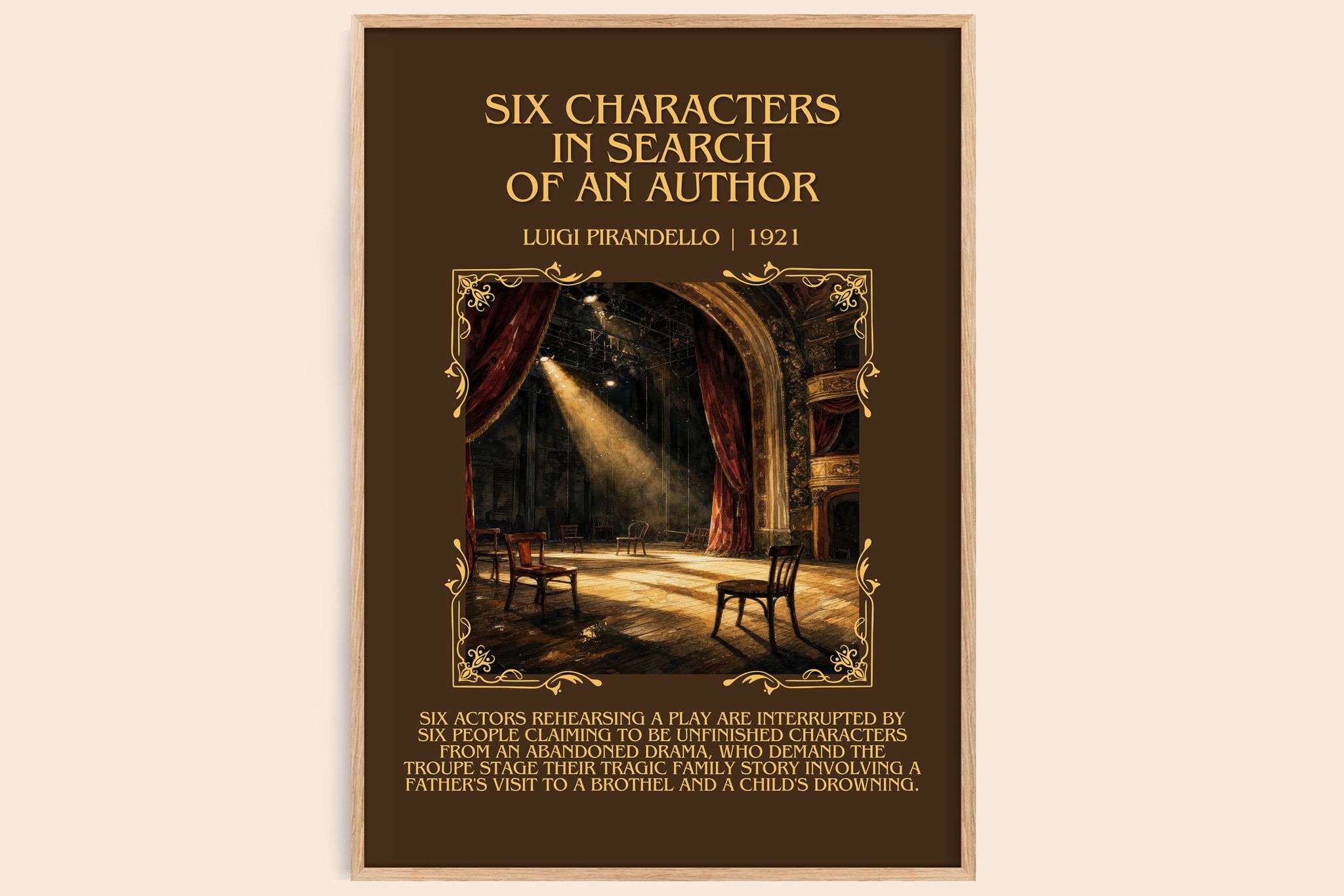 Six Characters in Search of an Author Minimalist Book Poster by Luigi Pirandello