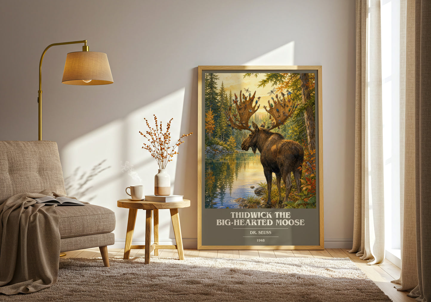 Thidwick The Big-Hearted Moose book cover print on bookshelf – Dr. Seuss fan gift