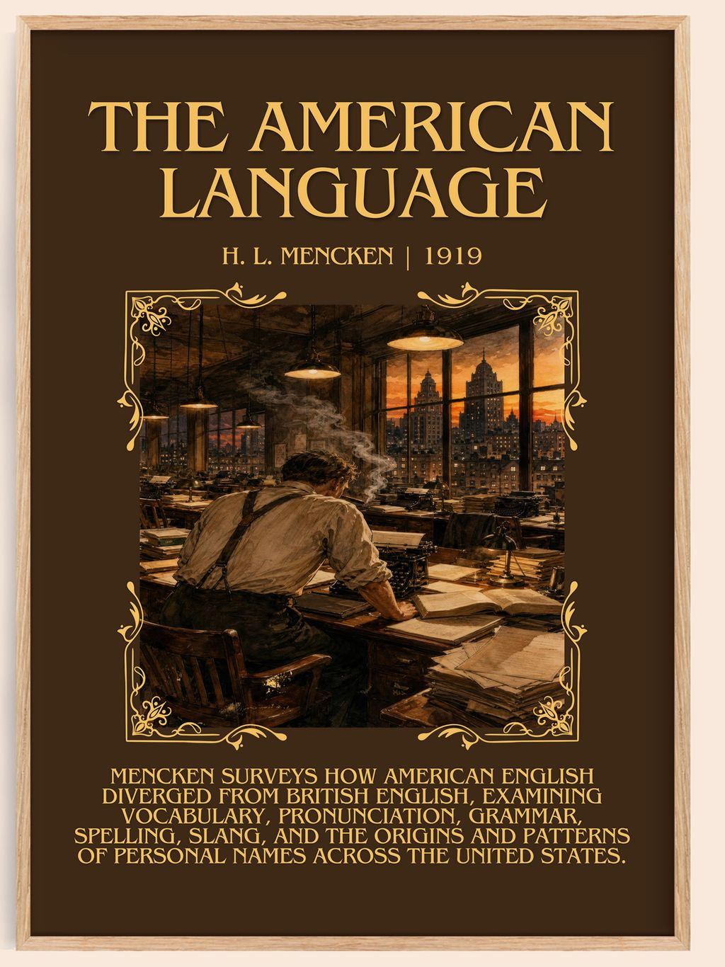 The American Language Minimalist Book Poster by H. L. Mencken – book poster