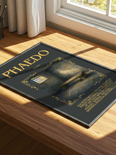 Phaedo Minimalist Book Poster by Plato – print on a sunlit desk