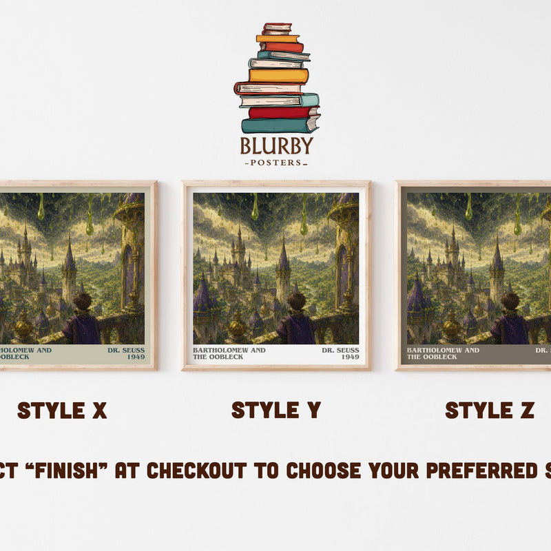 Bartholomew And The Oobleck literary print in frame leaning in hallway – childrens wall art