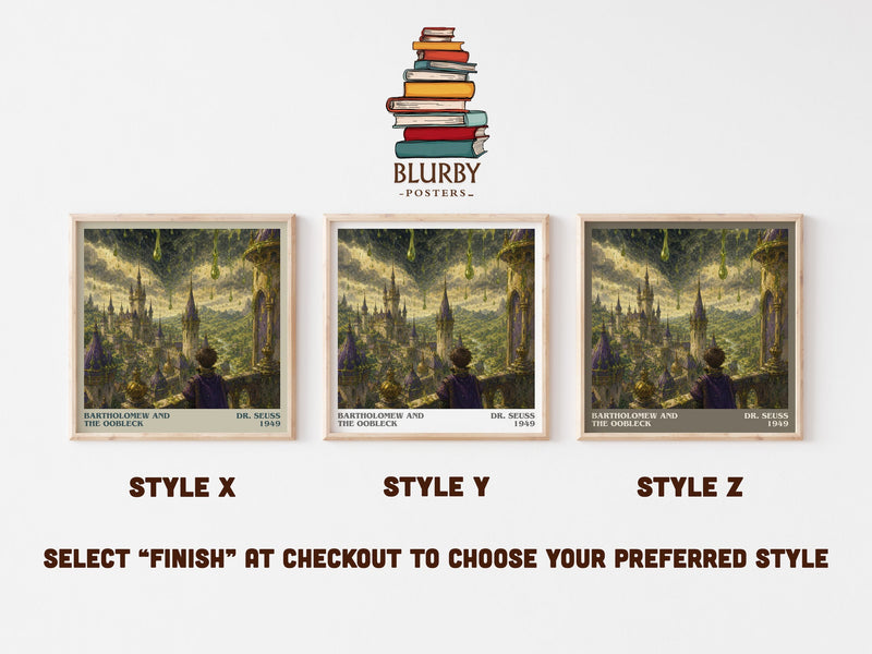 Bartholomew And The Oobleck literary print in frame leaning in hallway – childrens wall art
