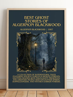 Best Ghost Stories Of Algernon Blackwood Minimalist Book Poster by Algernon Blackwood – framed print leaning on a wooden floor