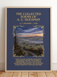 Collected Poems of A. E. Housman Minimalist Book Poster by A. Housman – framed print leaning on a wooden floor