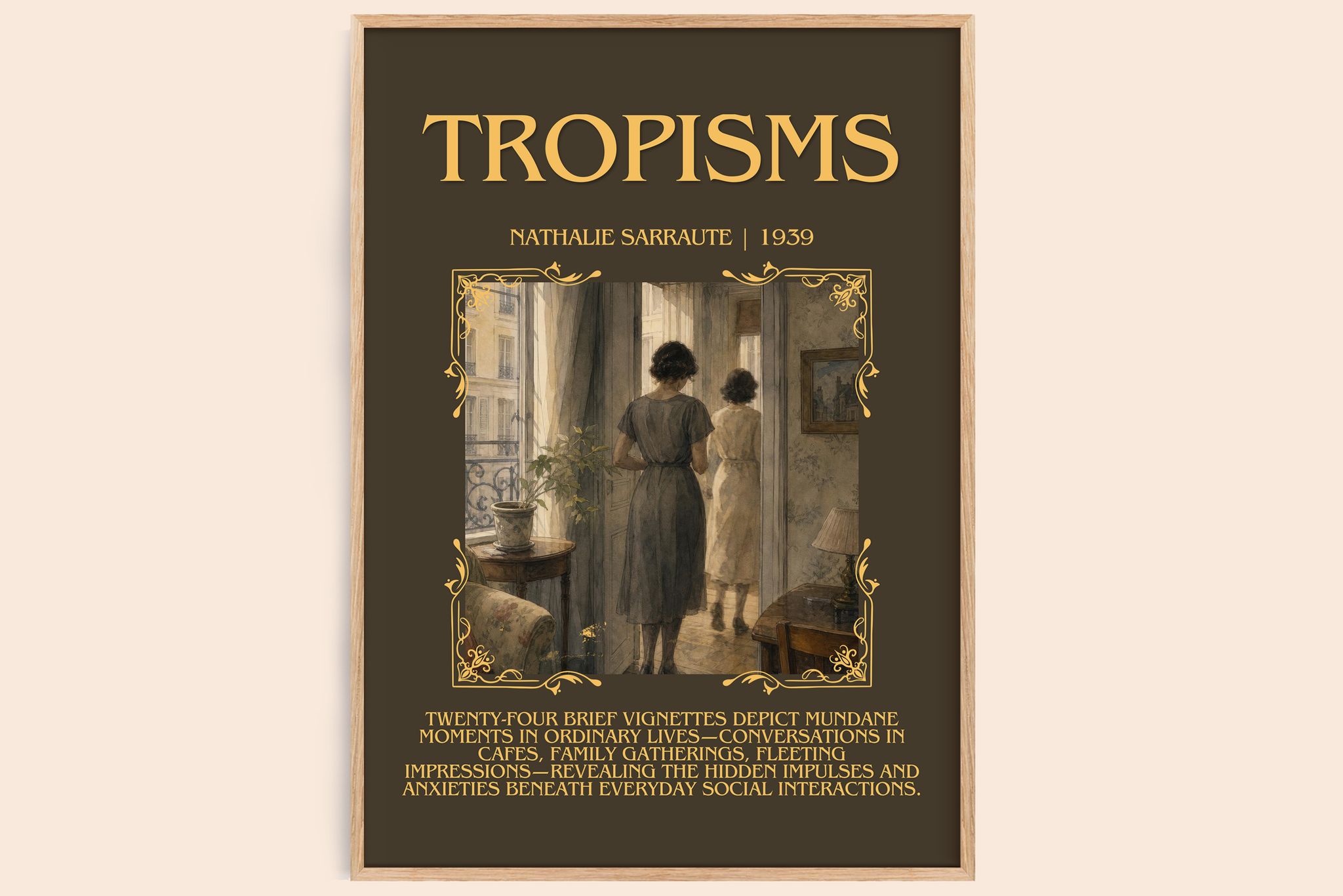 Tropisms Minimalist Book Poster by Nathalie Sarraute