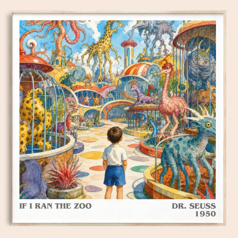 If I Ran The Zoo literary book poster by Dr. Seuss – framed literary art print
