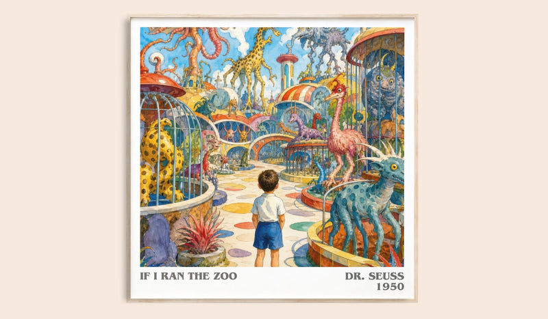 If I Ran The Zoo literary book poster by Dr. Seuss – framed literary art print