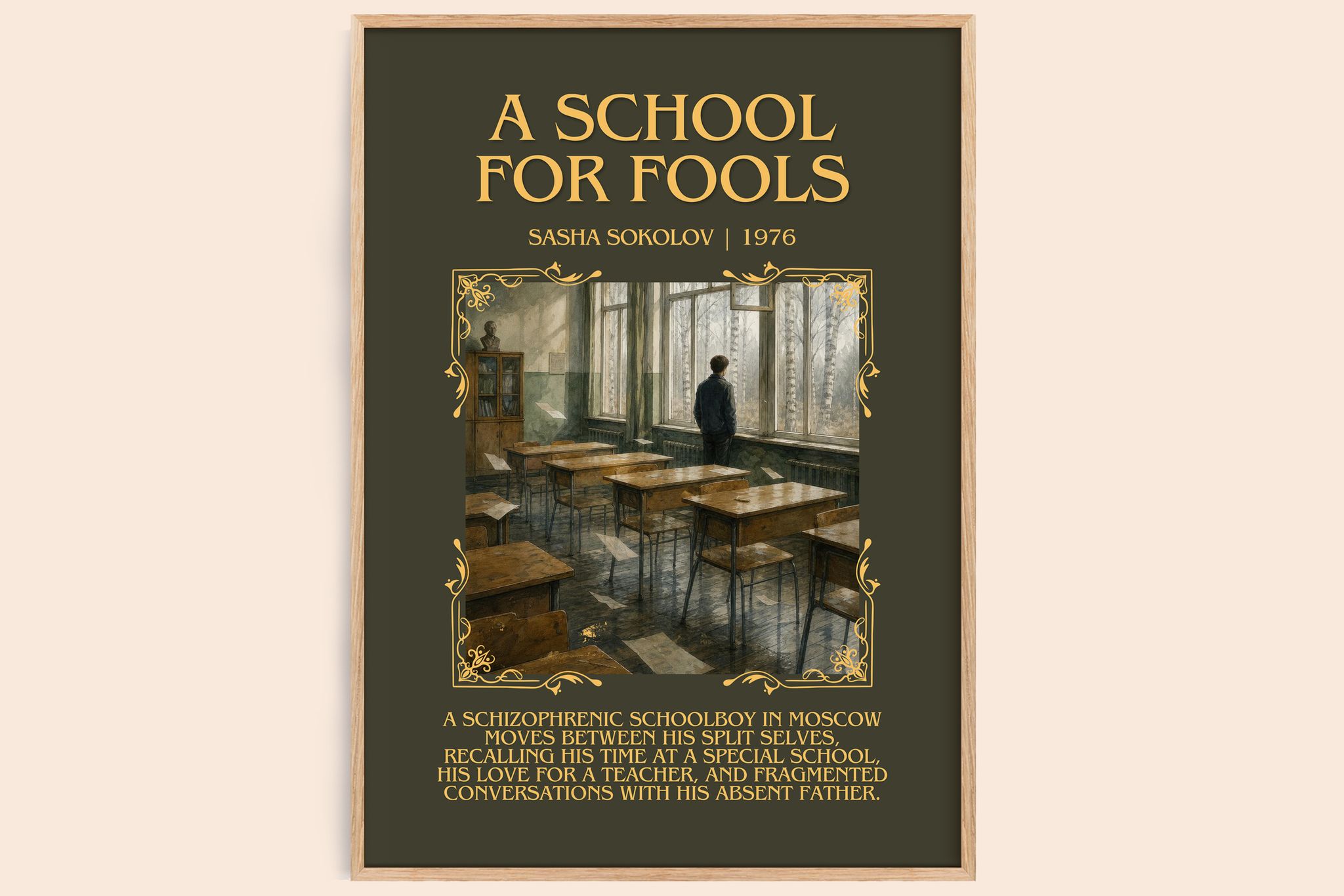 A School For Fools Minimalist Book Poster by Sasha Sokolov