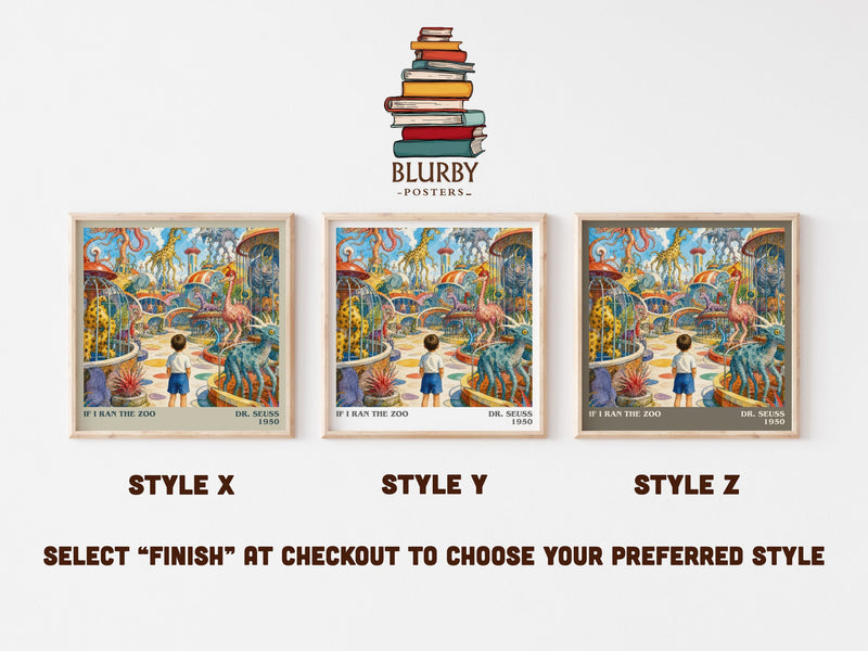 If I Ran The Zoo literary print in frame leaning in hallway – childrens wall art