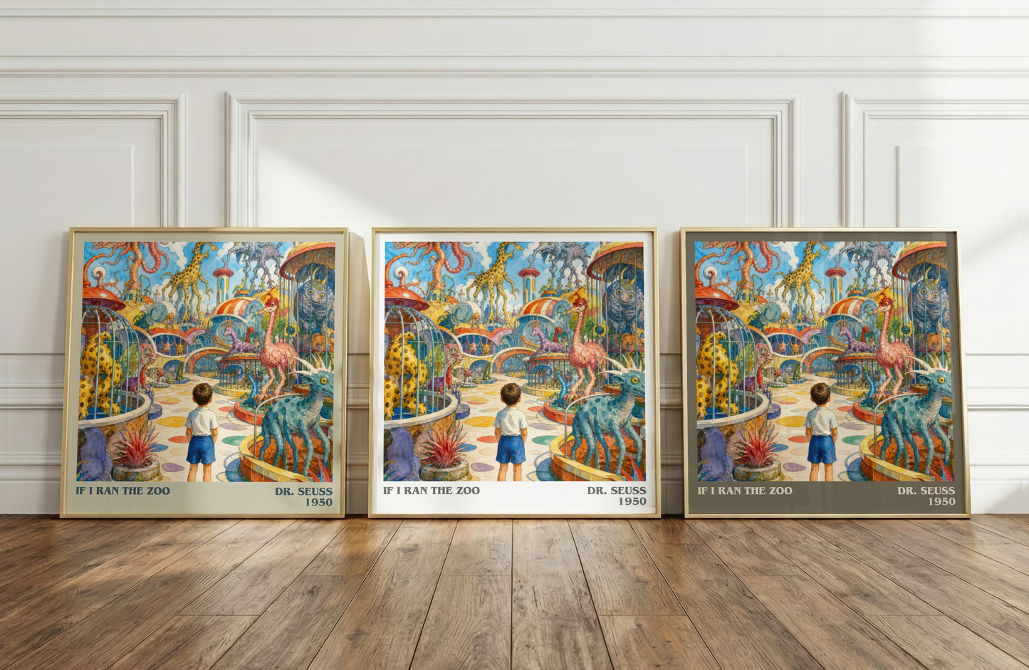 If I Ran The Zoo literary art print colour and style options – Dr. Seuss book art