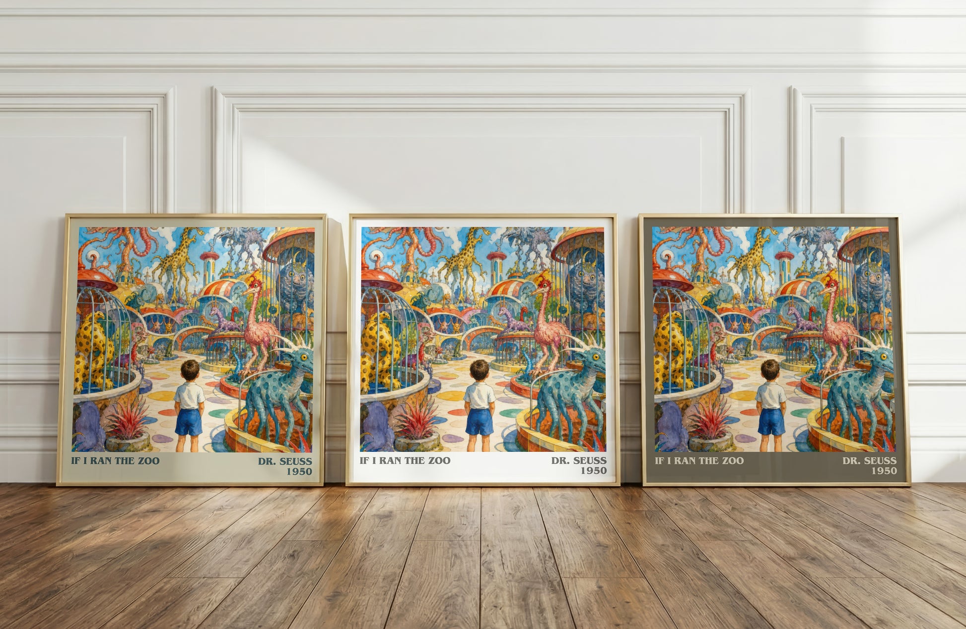 If I Ran The Zoo literary art print colour and style options – Dr. Seuss book art