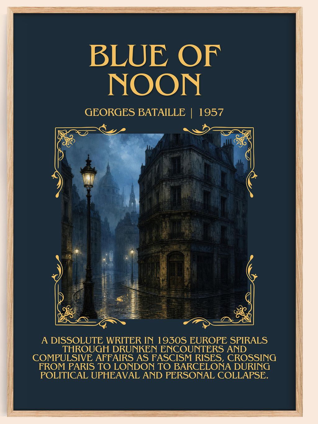 Blue of Noon Minimalist Book Poster by Georges Bataille – book poster