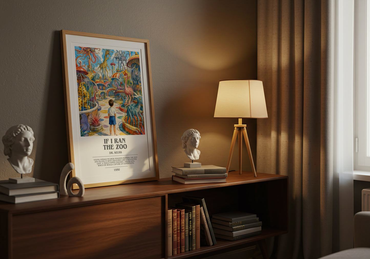If I Ran The Zoo bookish book poster framed on wall – childrens wall art