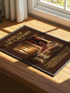 Lives of the Caesars Minimalist Book Poster by Suetonius – print on a sunlit desk