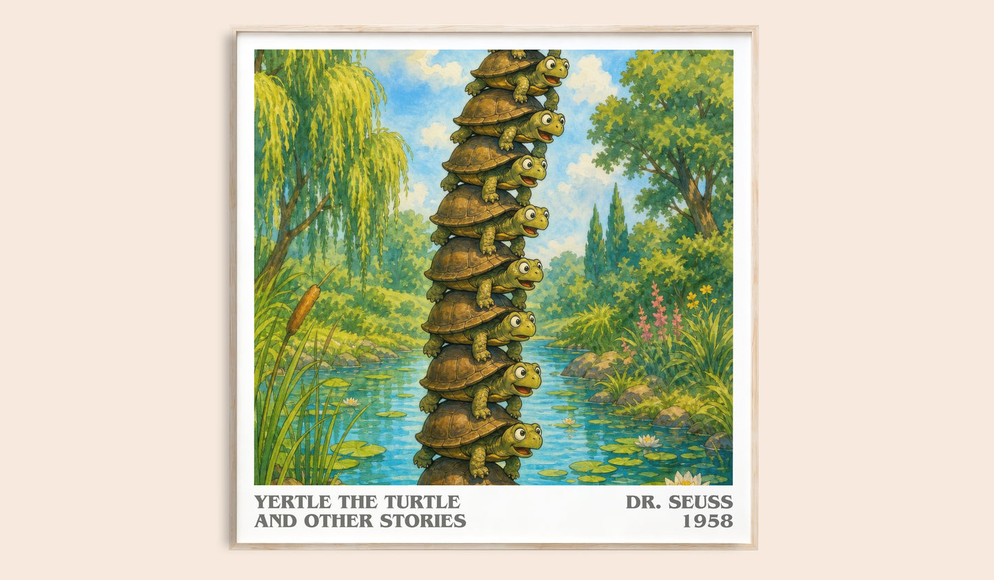 Yertle The Turtle And Other Stories literary book poster by Dr. Seuss – framed literary art print