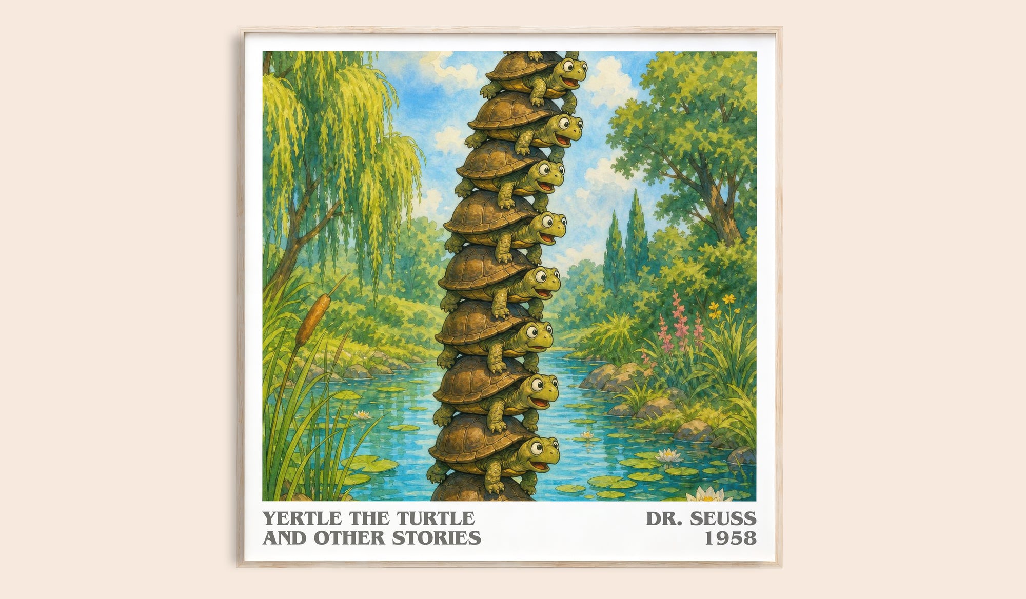 Yertle The Turtle And Other Stories literary book poster by Dr. Seuss – framed literary art print