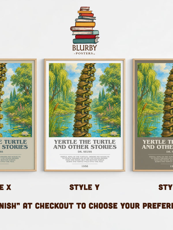 Yertle The Turtle And Other Stories bookish print in frame leaning in hallway – childrens wall art