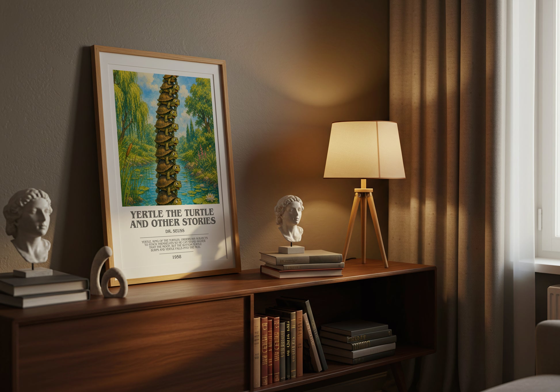 Yertle The Turtle And Other Stories bookish book poster framed on wall – childrens wall art