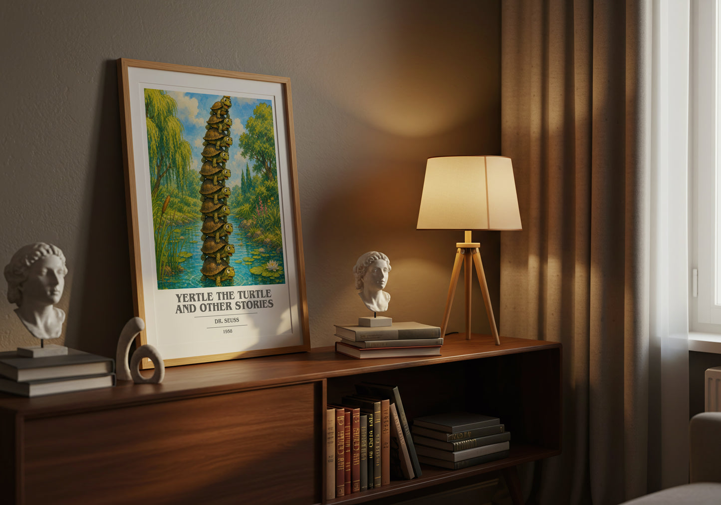 Yertle The Turtle And Other Stories book cover book poster framed on wall – childrens wall art