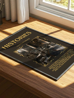 Histories Minimalist Book Poster by Cornelius Tacitus – print on a sunlit desk
