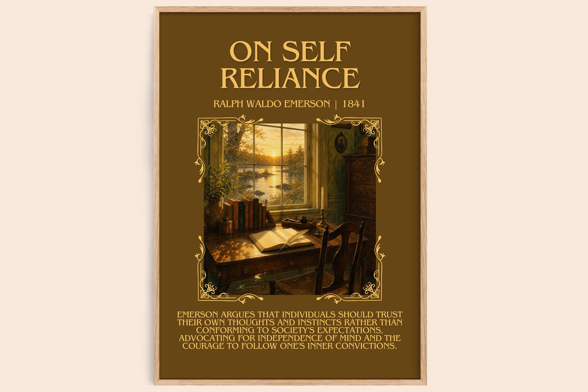 On Self Reliance Minimalist Book Poster by Ralph Waldo Emerson