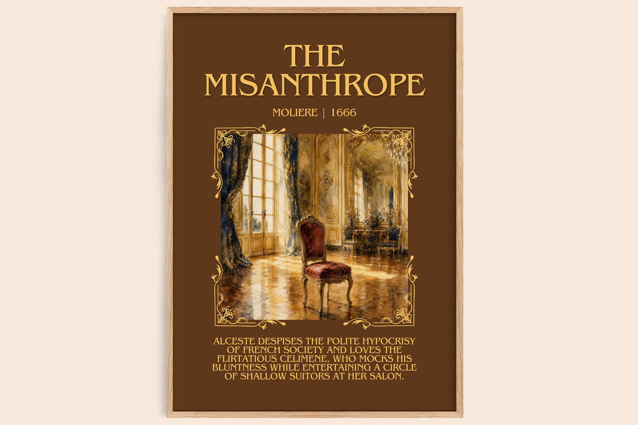 The Misanthrope Minimalist Book Poster by Molière