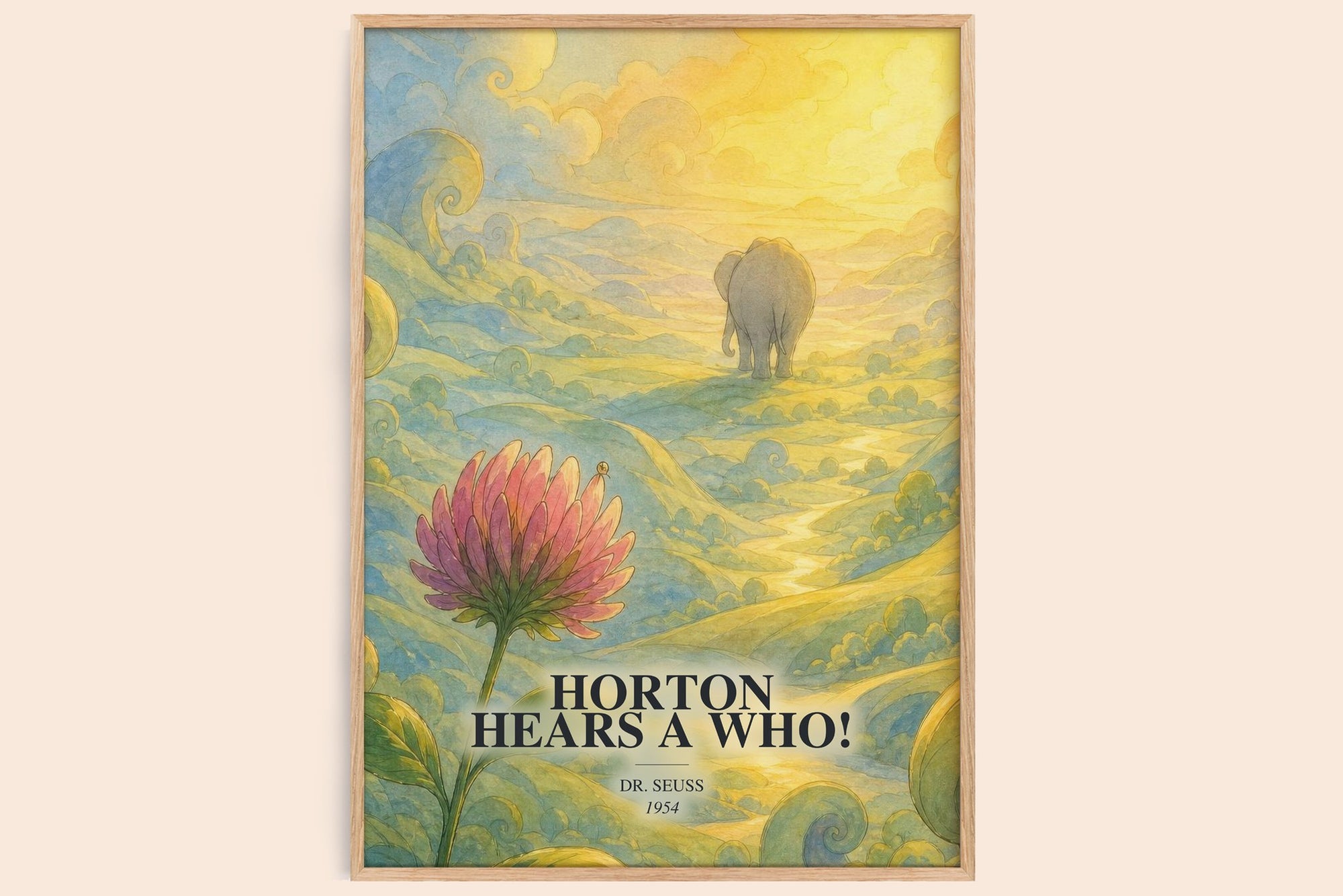 Horton Hears A Who! watercolour book poster by Dr. Seuss – framed literary art print