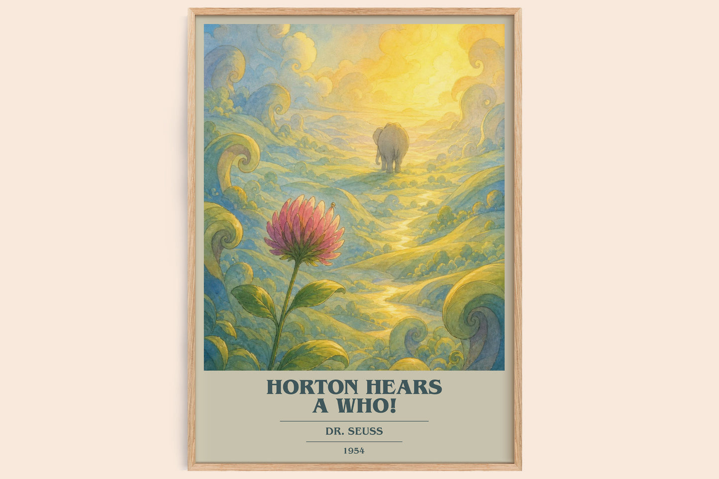 Horton Hears A Who! book cover book poster by Dr. Seuss – framed literary art print