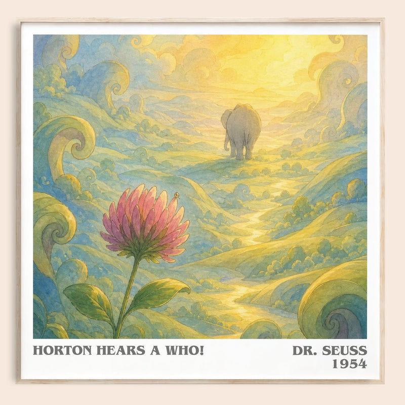 Horton Hears A Who! literary book poster by Dr. Seuss – framed literary art print