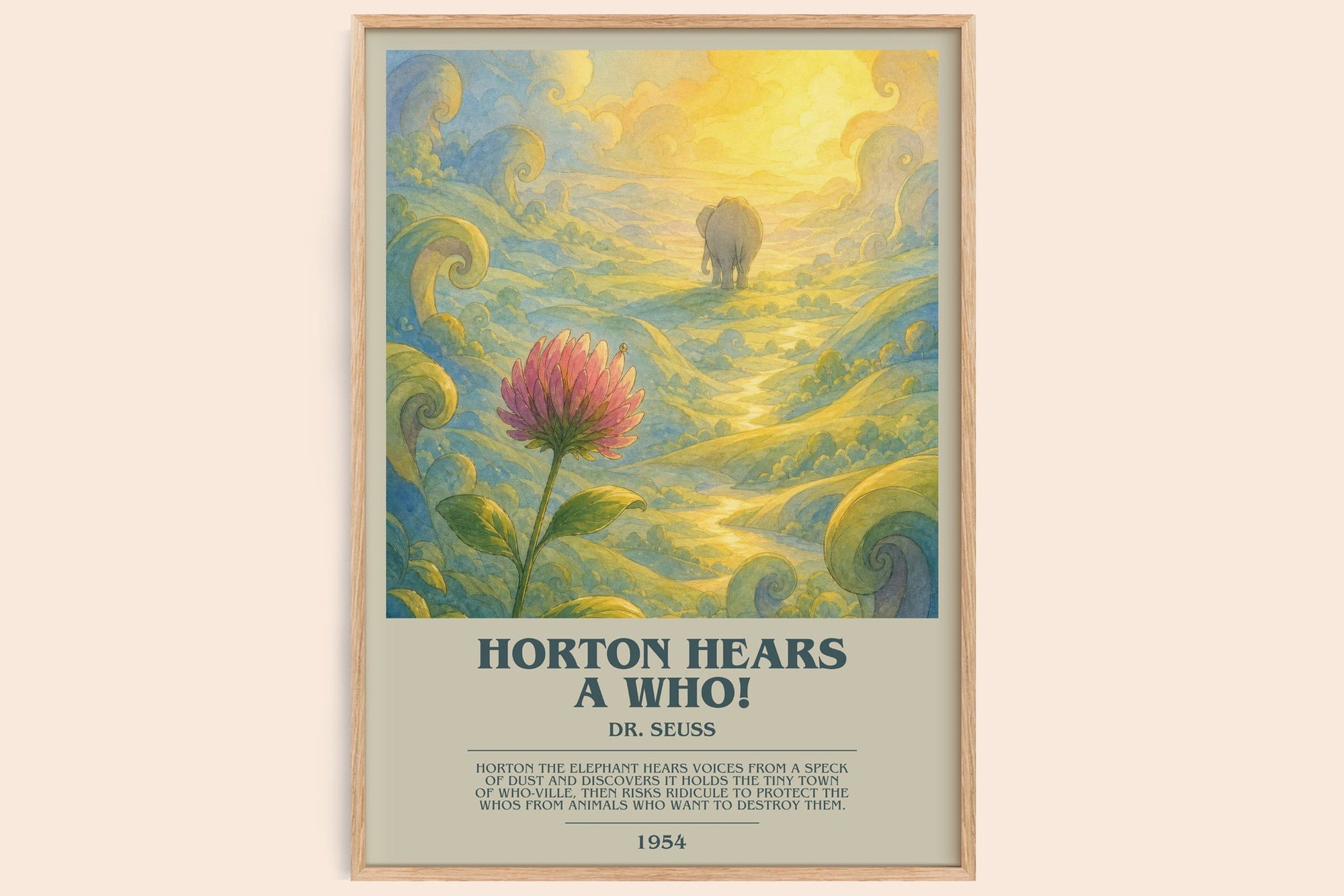 Horton Hears A Who! bookish book poster by Dr. Seuss – framed literary art print
