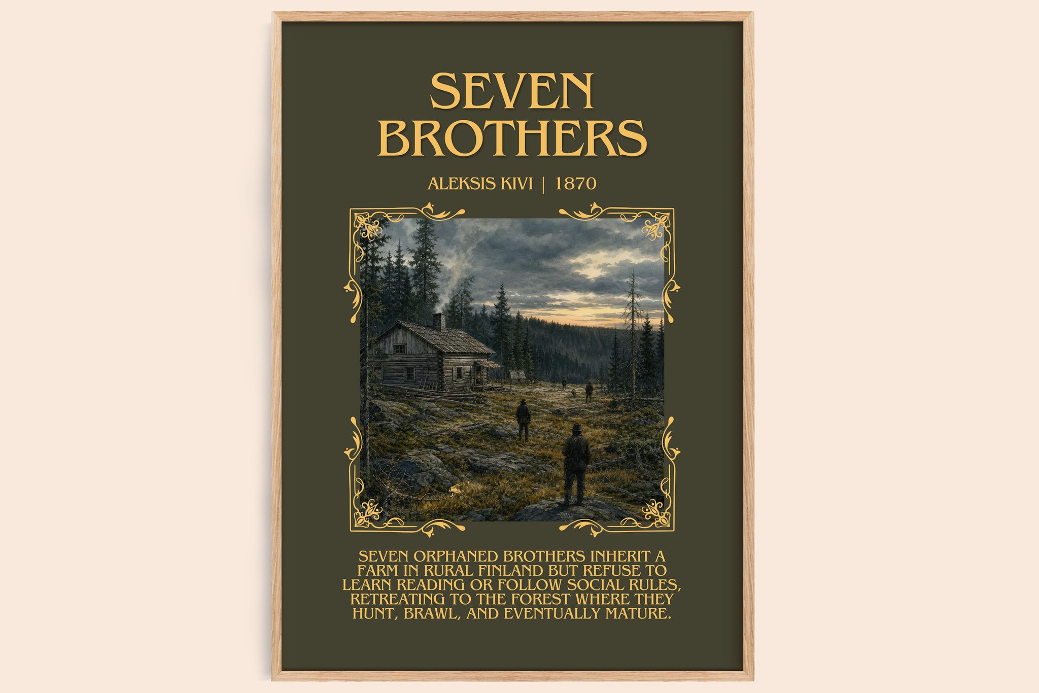 Seven Brothers Minimalist Book Poster by Aleksis Kivi