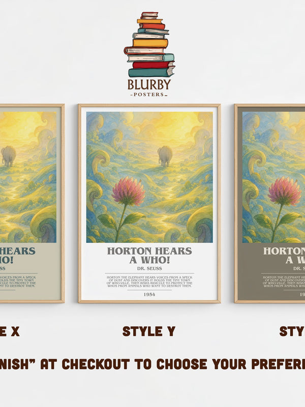 Horton Hears A Who! bookish print in frame leaning in hallway – childrens wall art