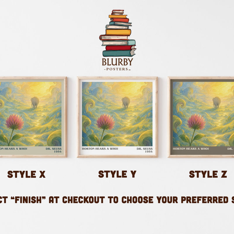 Horton Hears A Who! literary print in frame leaning in hallway – childrens wall art