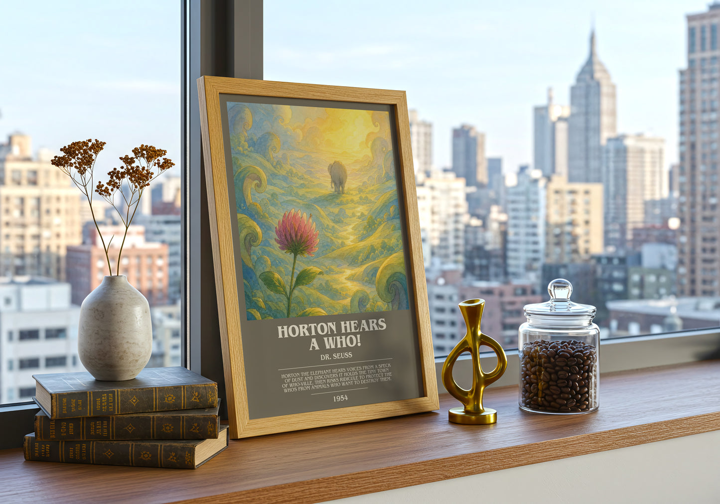 Horton Hears A Who! bookish print framed by window – literary home decor