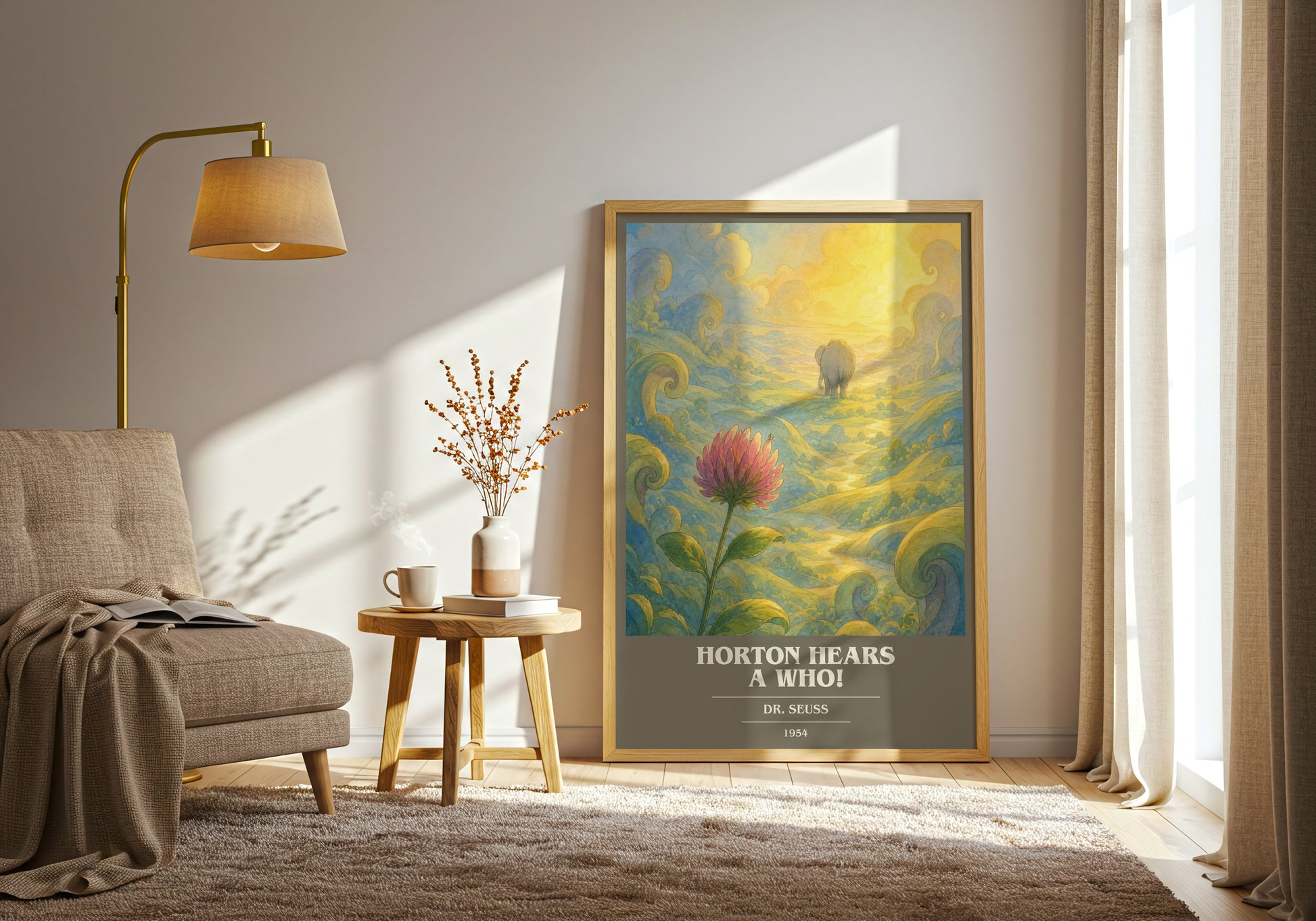 Horton Hears A Who! book cover print on bookshelf – Dr. Seuss fan gift