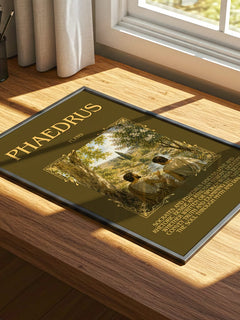Phaedrus Minimalist Book Poster by Plato – print on a sunlit desk