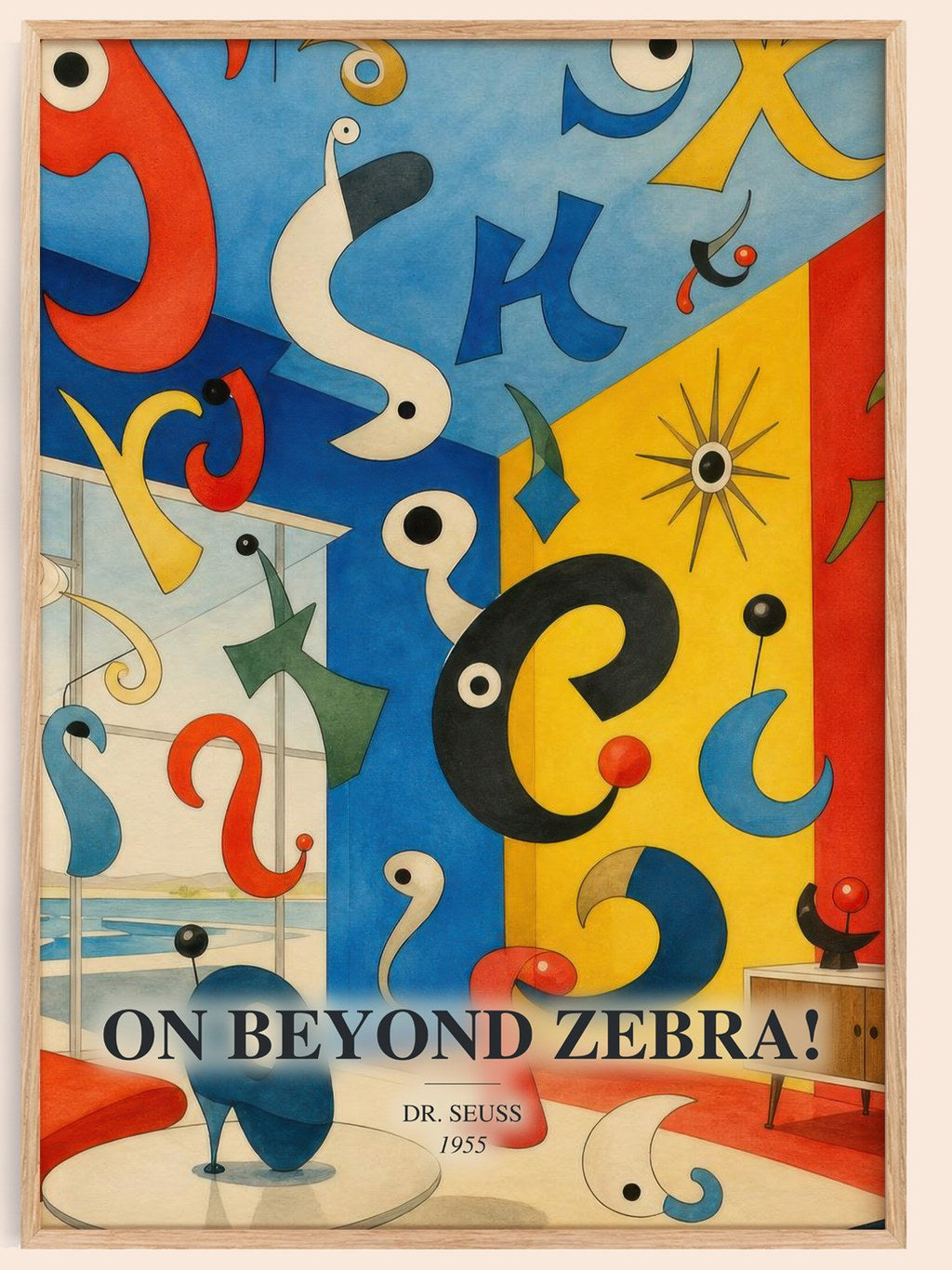 On Beyond Zebra! watercolour book poster by Dr. Seuss – framed literary art print