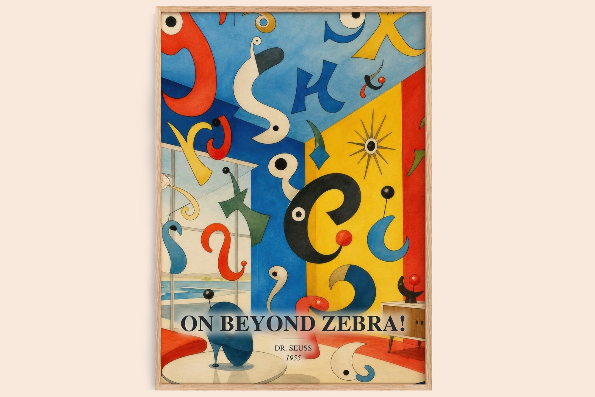 On Beyond Zebra! watercolour book poster by Dr. Seuss – framed literary art print