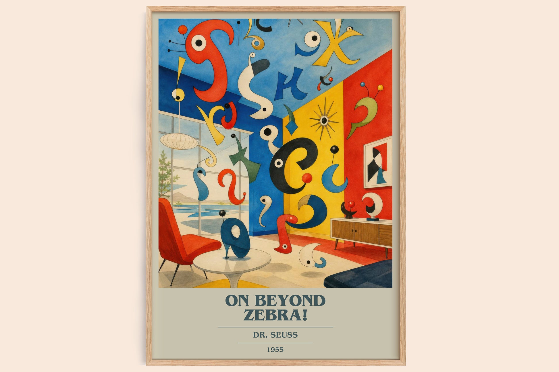 On Beyond Zebra! book cover book poster by Dr. Seuss – framed literary art print