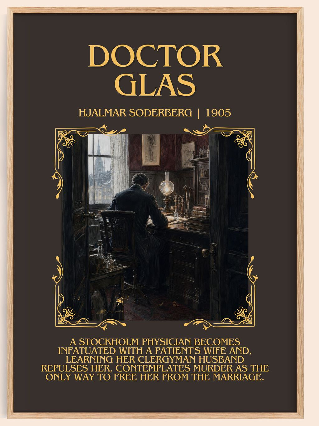 Doctor Glas Minimalist Book Poster by Hjalmar Soderberg – book poster